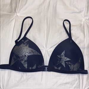 Aerie Silver Star Navy Bikini Top NWOT